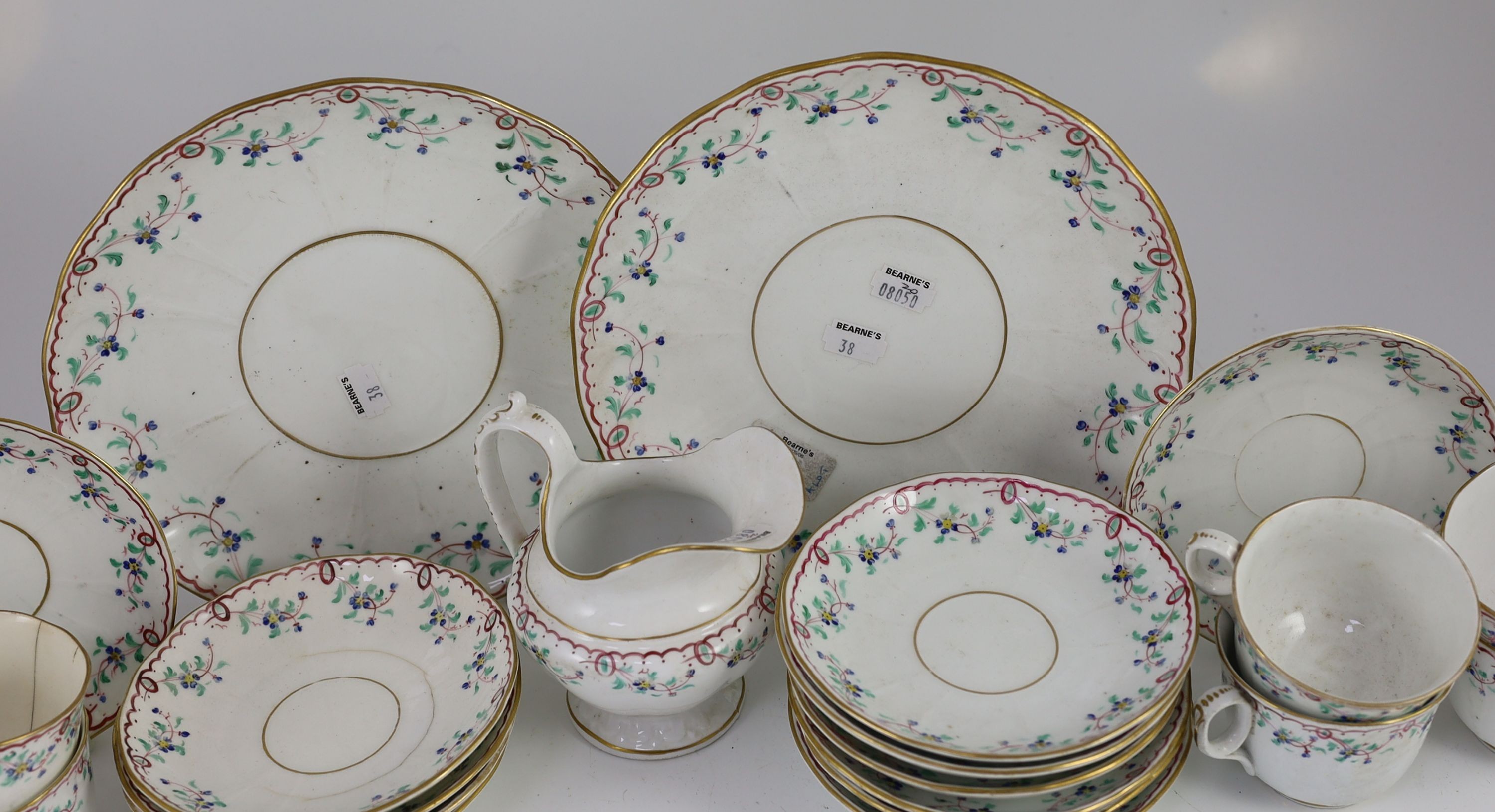 A Davenport porcelain part tea service, (27) (a.f.)